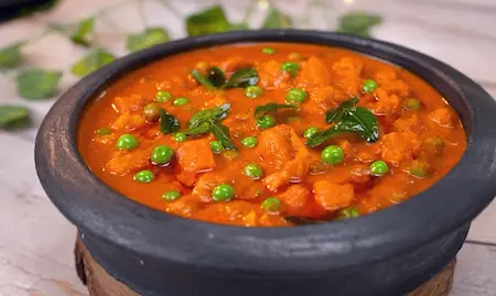 Mangalorean Vegetable Gassi served with rice or dosa.