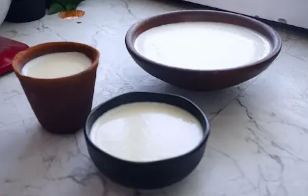 setting the dahi in a clay pot and refrigerating it for homemade dahi