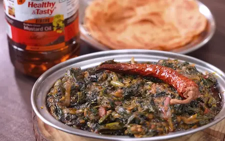 Step 6: Winter Saag Sabji served with mirch paratha