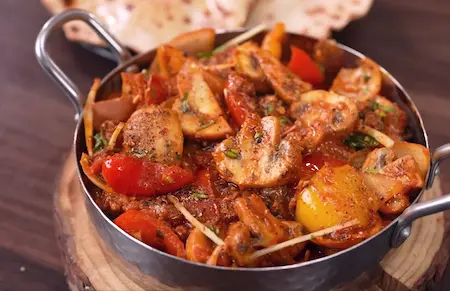 Step 6: final dhaba style finish of Dhabe Wala Kadhai Mushroom Recipe