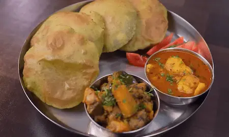 Step 11: serving Pancham Style Puri Sabji