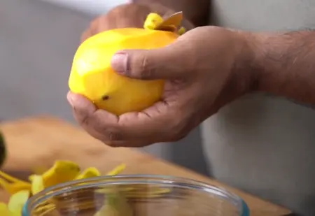 peeling the mangos