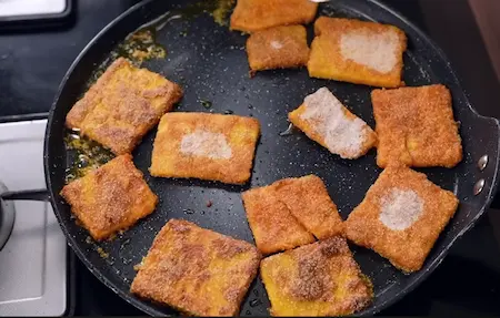 Step 5: shallow frying suran kaap for Amti & Suran Kaap