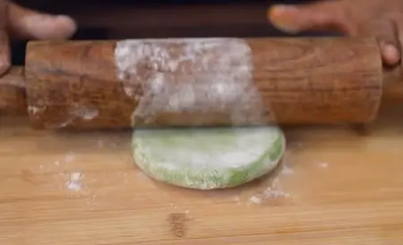 Stuffing and shaping Matar aur Bathua Paratha