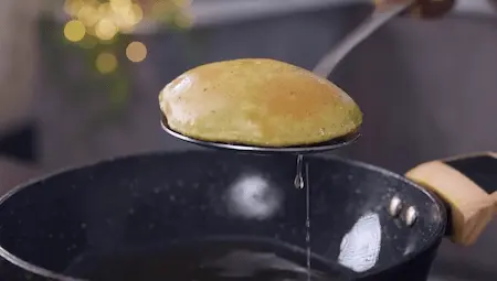 Step 10: frying puri for Pancham Style Puri Sabji