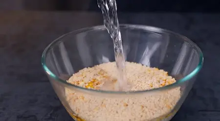 Soaking ingredients for Dhuska batter