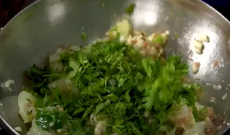 garnishing with fresh coriander