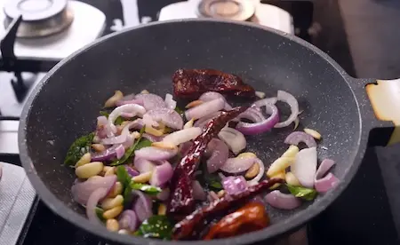 Blending ingredients for Tadka Dahi Chutney