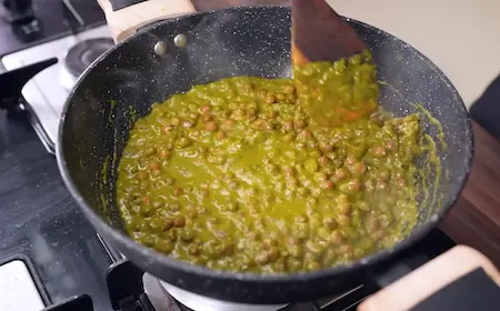 Step 3: combining boiled chana with masala for Chana Masala