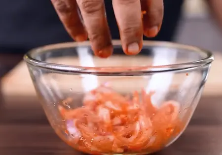 Step 8: preparing pickled onions for Street-Style Chole Pattice