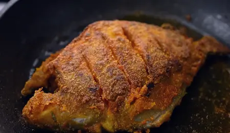 Step 5: making bharela pomfret for Maharashtrian Fish Thali