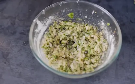 Mixing ingredients for Methi Wada dough