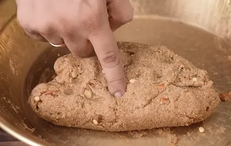 Step 3: forming the Roat dough with jaggery syrup