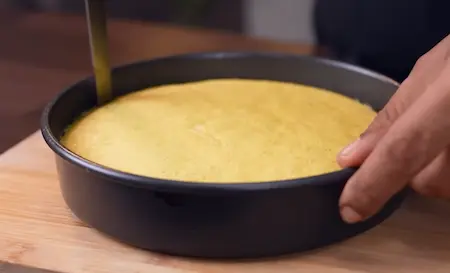 Step 8: cutting Soft & Spongy Market Style Khaman Dhokla into pieces