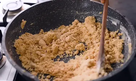 Roasting wheat flour with ghee to golden brown perfection