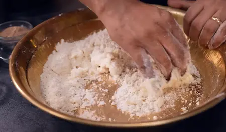 Mixing and kneading dough for Holi Special Matar Gujiya