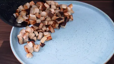 Step 4: roasting dry coconut for Kolhapuri Sukka Mutton & Tambda Rassa