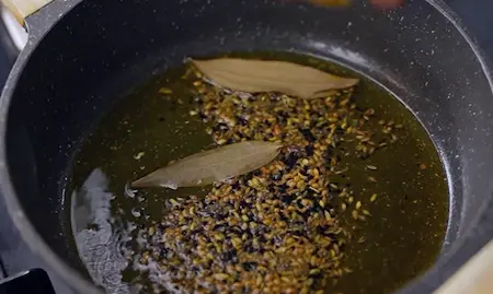 Spices frying in oil