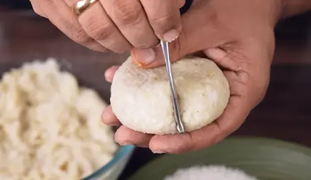 Step 6: stuffing and shaping tikkis for Street-Style Chole Pattice