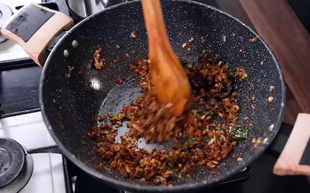 Step 8: adding spices for Amti & Suran Kaap