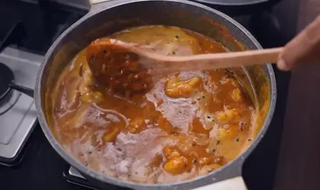 Step 7: cooking aloo sabji for Pancham Style Puri Sabji