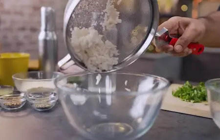 Soaking poha for binding Methi Wada mixture