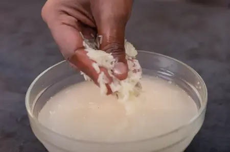 Basmati rice soaking in a bowl