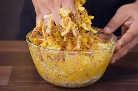 Step 2: preparing cauliflower pakoda mixture for Cauliflower Mustard Kadhi Recipe