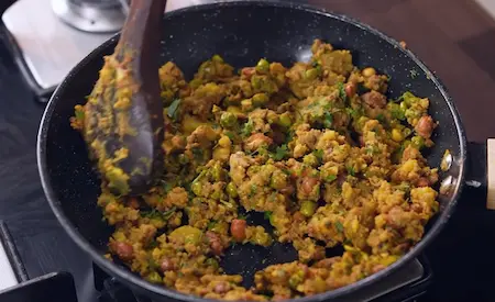 Step 1: Completed Mini Singara filling with peanuts and spices