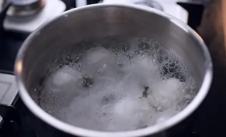 Boiling eggs for Lababdar Dhaba Style Egg Masala Recipe