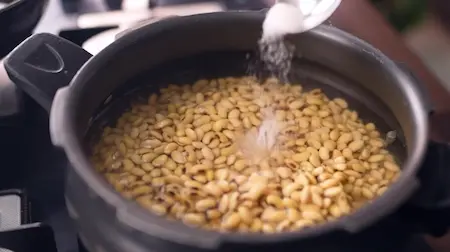 Step 1: Soaking and pressure cooking soyabeans for Soyabean Ki Sabzi