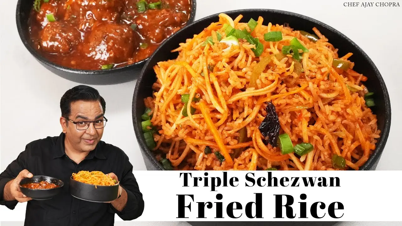 Veg Triple Szechwan Fried Rice Recipe