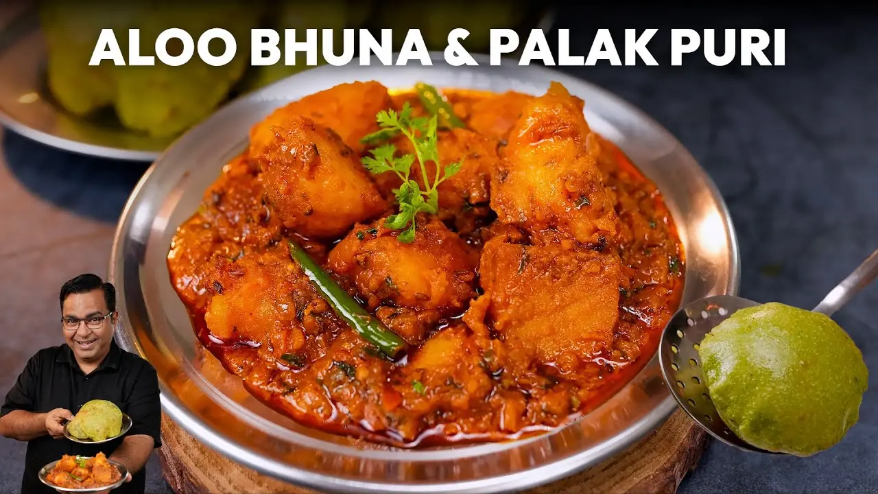 Aloo Bhuna & Palak Puri Recipe