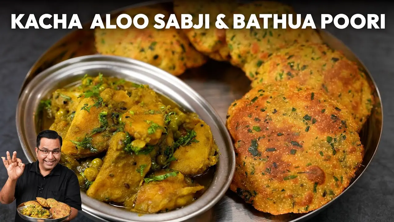 Kacha Aloo Sabji & Bathua Poori Recipe