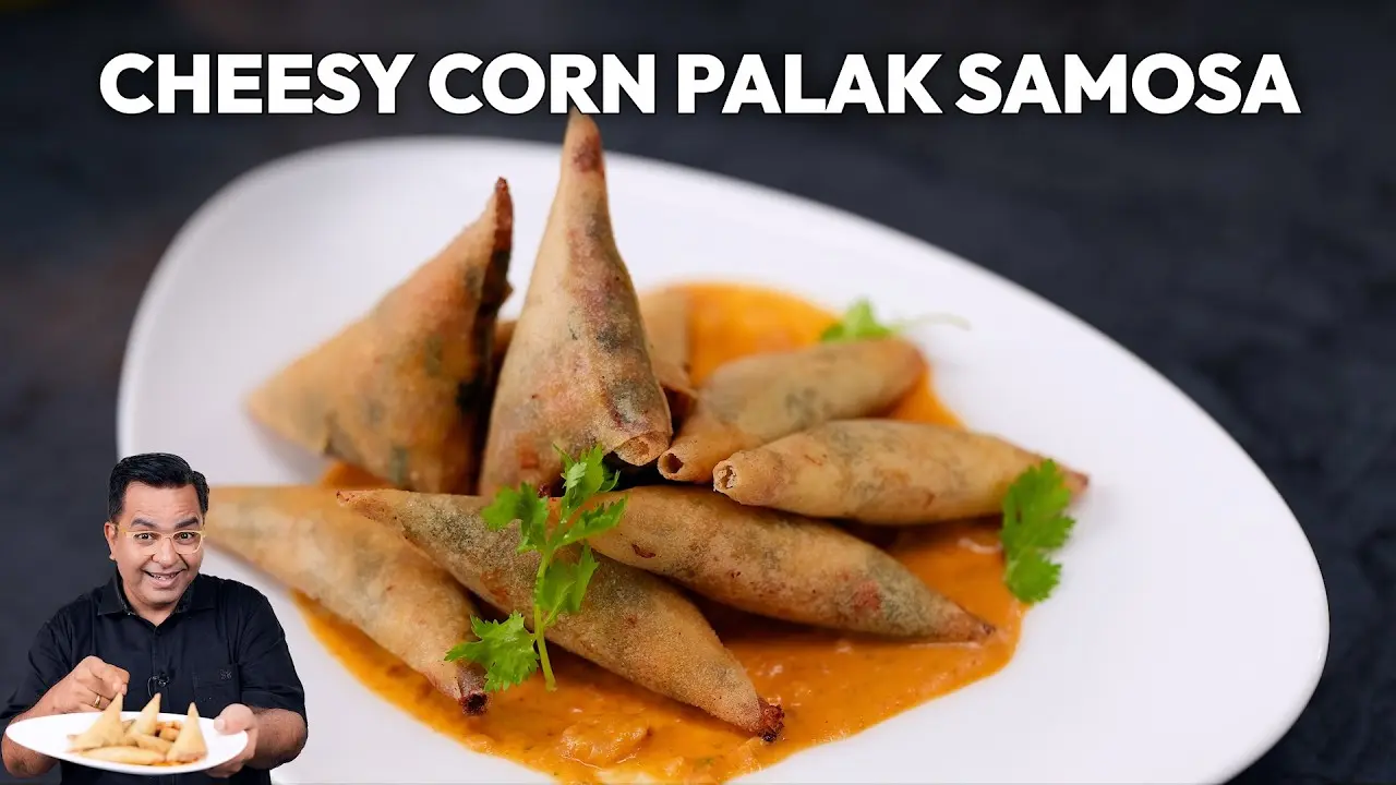 Cheesy Corn Palak Samosa Recipe
